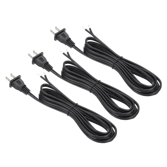 Uxcell 8.2 Feet Lamp Cord, SPT-2 18AWG UL Listed Power Wire 3 Pack Black Lamp Cords Replacement