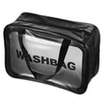 thumbnail image 1 of Uxcell 8.3"x11.8"x5.1" Clear Toiletry Bag Makeup Bags with Zipper Handle Black, 1 of 5