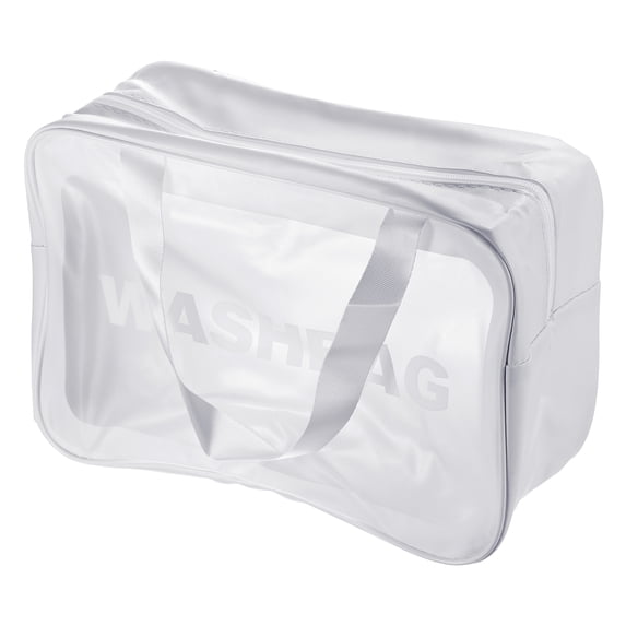 Uxcell 8.3"x11.8"x5.1" Clear Toiletry Bag Makeup Bags with Zipper Handle White