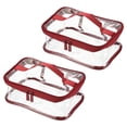 thumbnail image 1 of Uxcell 8.3"x5.9"x3.5" Clear Toiletry Makeup Cosmetic Bag with Zipper Handle, Dark Red 2 Pack, 1 of 5