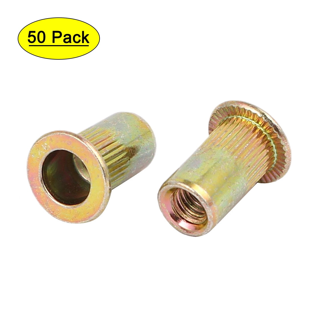 50 écrous Rivets Métal Doré – Filetage 4 Mm, Longueur 11 Mm – Pour Fixation Solide
