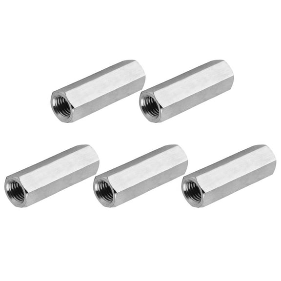Uxcell 8#-32 UNC 304 Stainless Steel Hex Coupling Nuts, 5 Pcs 20mm / 0.79" Length Fully Threaded Rod Coupling Nut Studding Connector Fasteners, Silver Tone