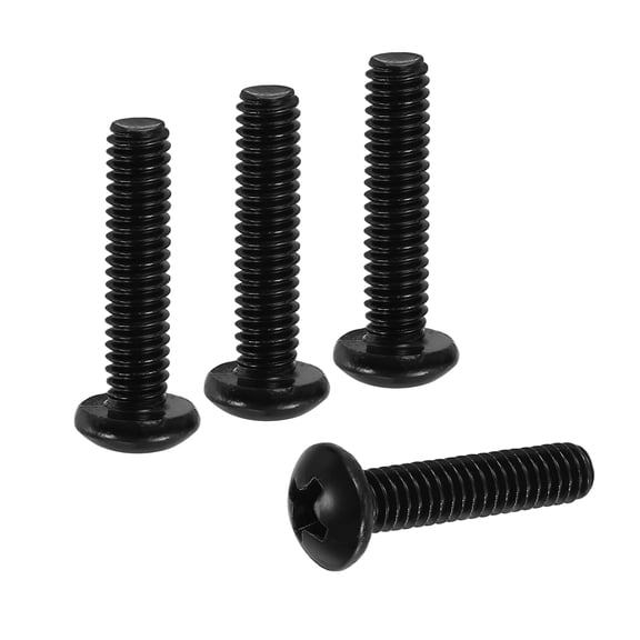 Uxcell #8-32 x 3/4" Pan Head Machine Screws, 100 Pcs 304 Stainless Steel Screws for Cabinet Drawer Knob Pull, Black Oxidation