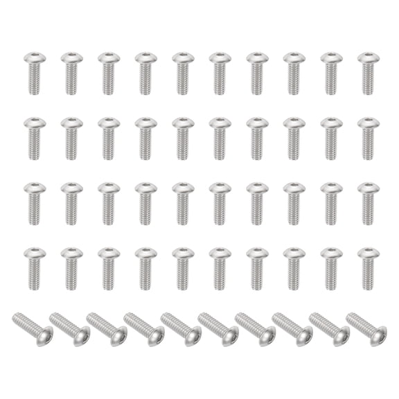 Uxcell #8-32x1/2" Button Head Socket Cap Screws, 50 Pcs 304 Stainless Steel 18-8 Socket Cap Screw