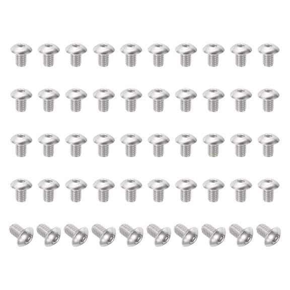 Uxcell #8-32x1/4" Button Head Socket Cap Screws, 50 Pcs 304 Stainless Steel 18-8 Socket Cap Screw