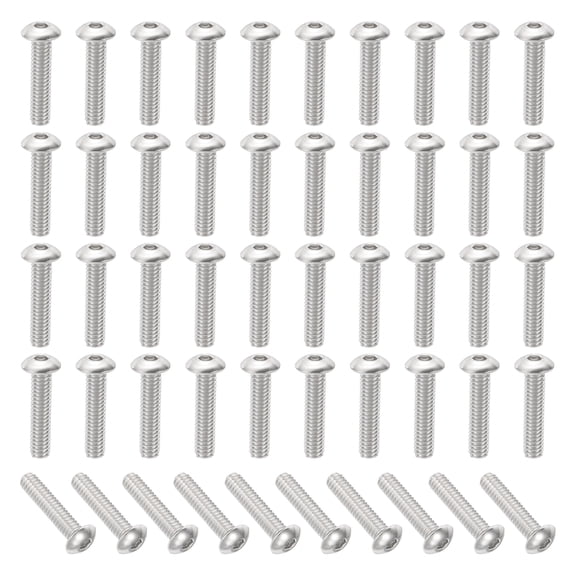 Uxcell #8-32x3/4" Button Head Socket Cap Screws, 50 Pcs 304 Stainless Steel 18-8 Socket Cap Screw