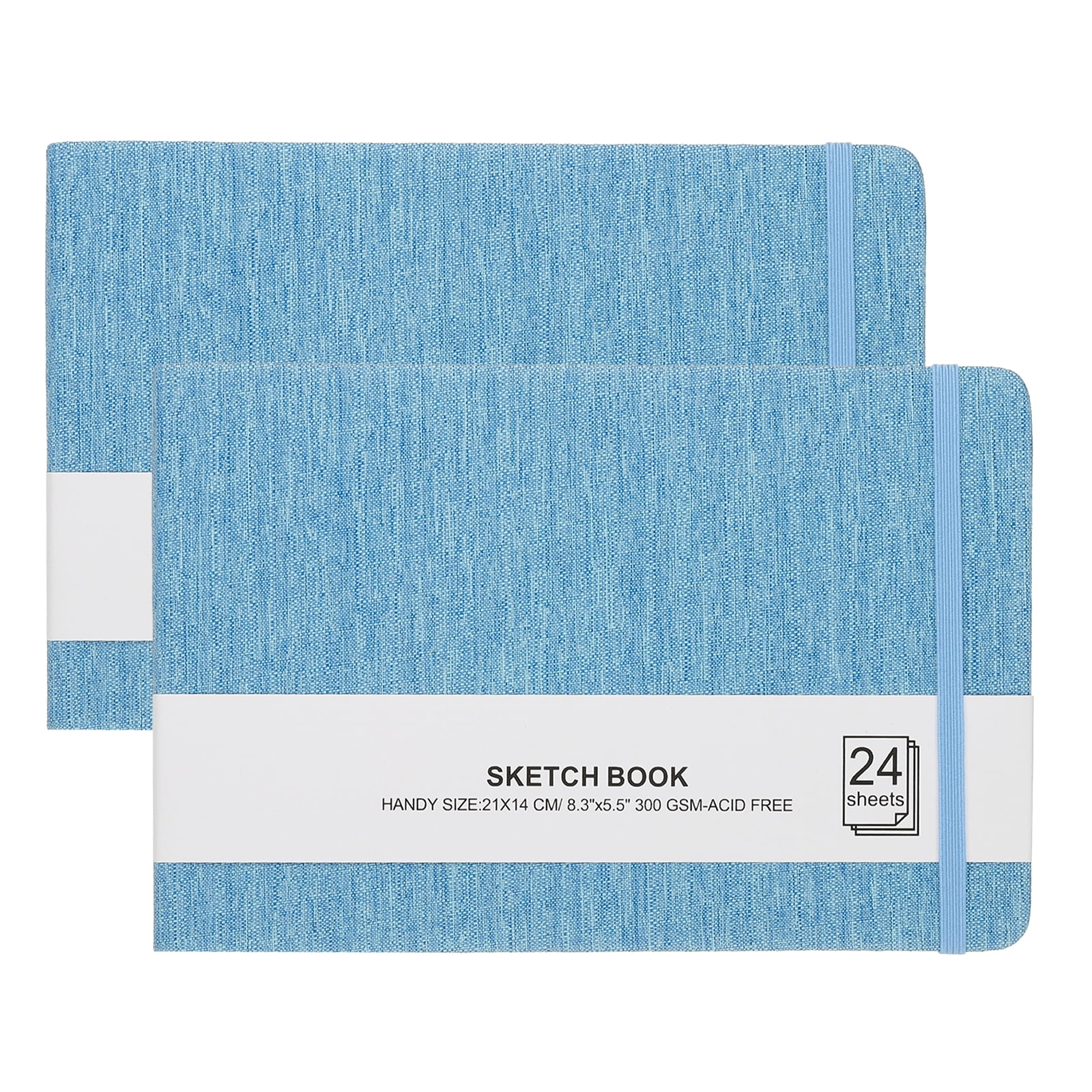 Uxcell 8.3x5.5" Square Watercolor Sketchbook, 2Pcs 24 Sheet 300gsm/140lb, Blue