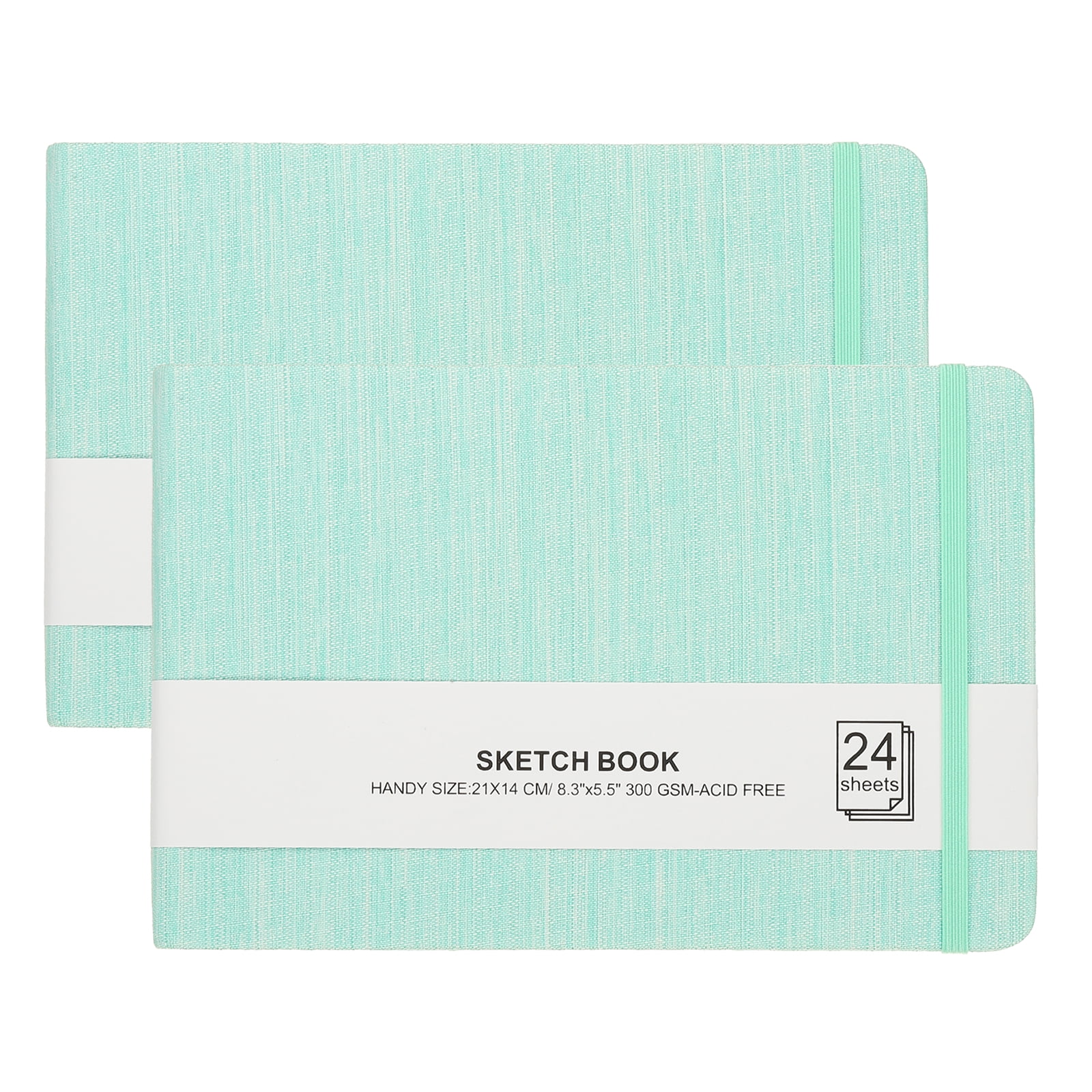 Uxcell 8.3x5.5" Square Watercolor Sketchbook, 2Pcs 24 Sheet 300gsm/140lb, Green