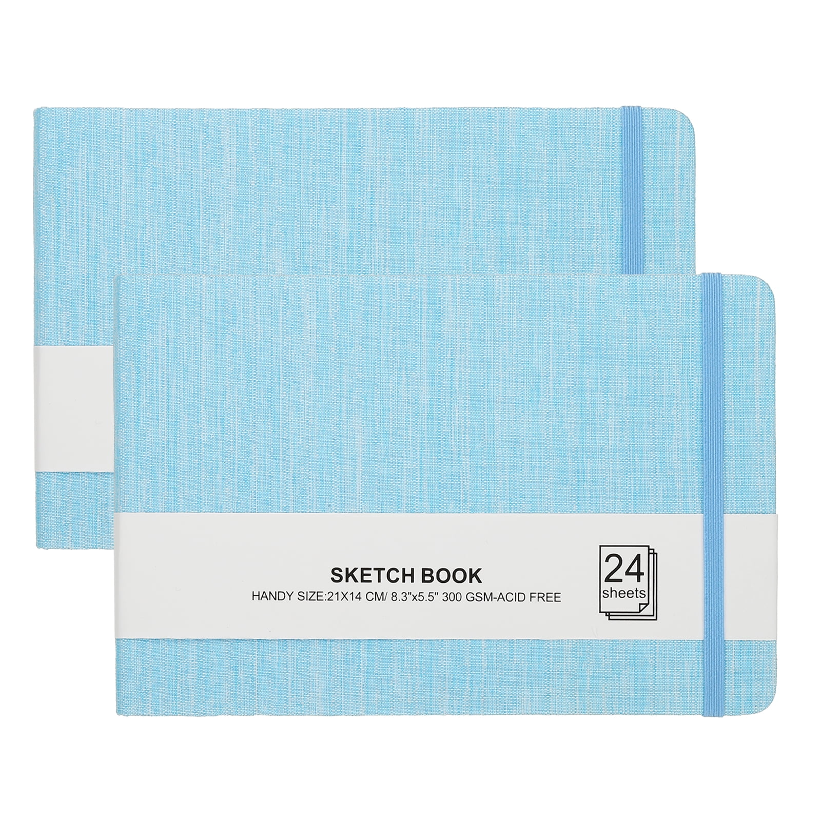 Uxcell 8.3x5.5" Square Watercolor Sketchbook, 2Pcs 24 Sheet 300gsm/140lb, Light Blue