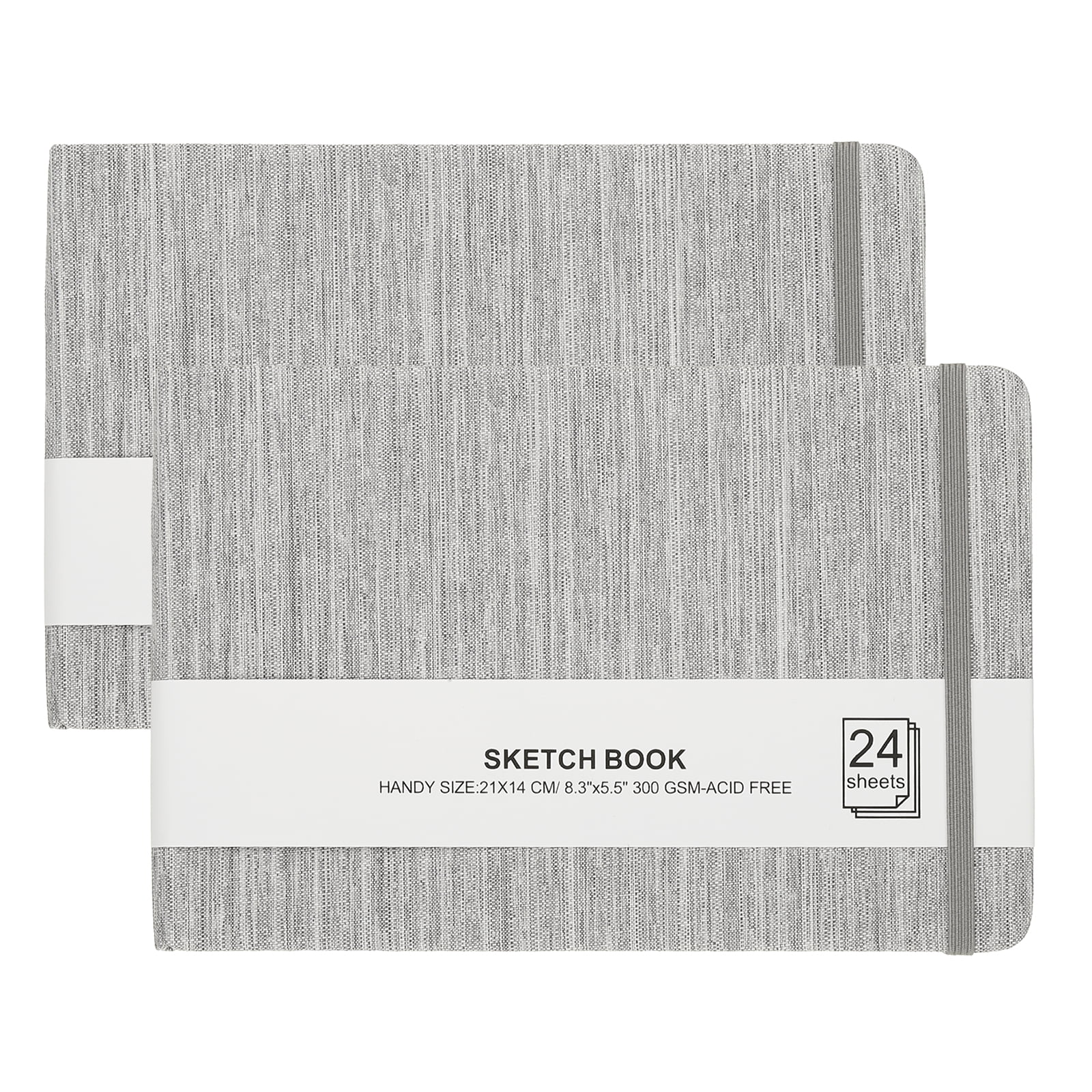 Uxcell 8.3x5.5" Square Watercolor Sketchbook, 2Pcs 24 Sheet 300gsm/140lb, Light Gray