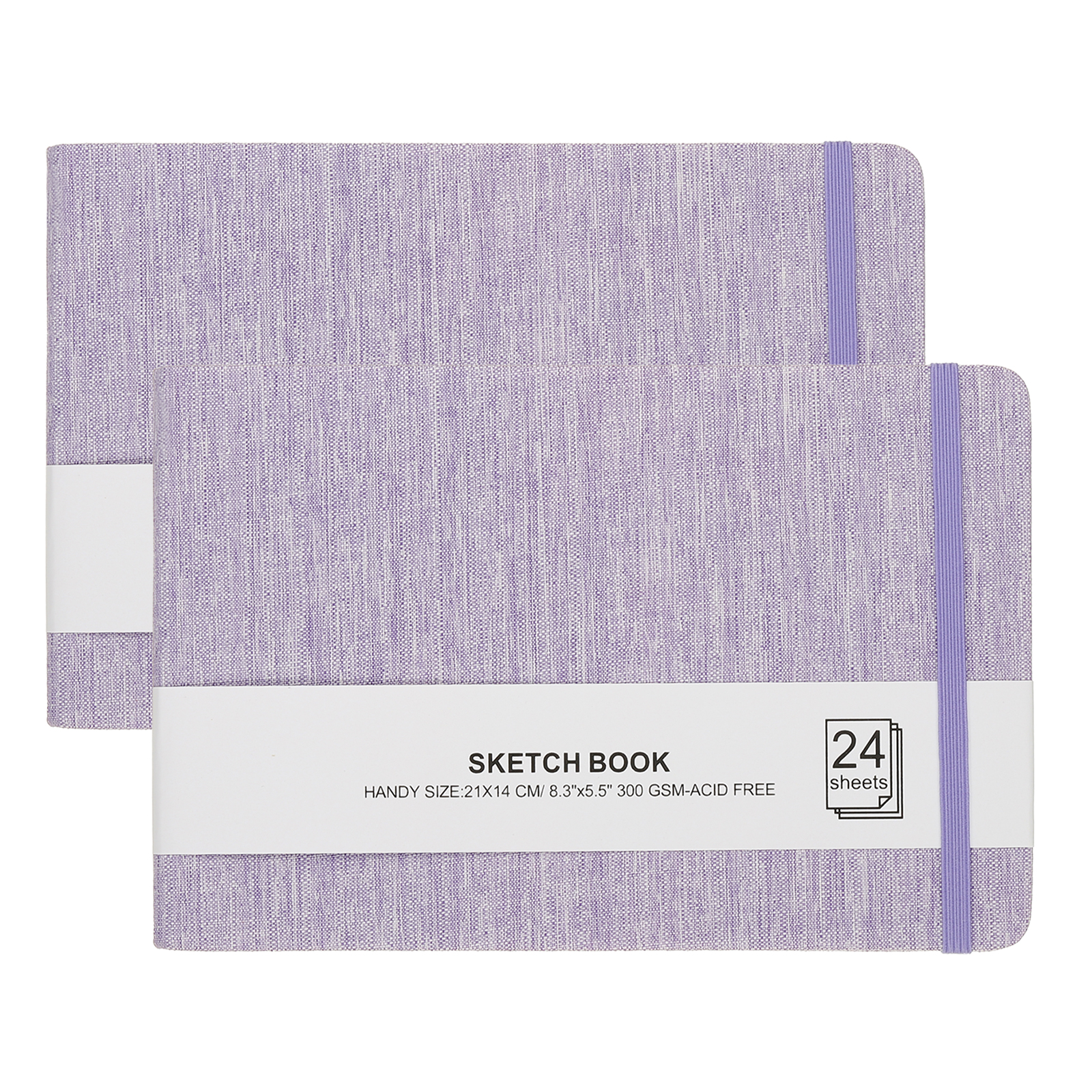 Uxcell 8.3x5.5" Square Watercolor Sketchbook, 2Pcs 24 Sheet 300gsm/140lb, Light Purple