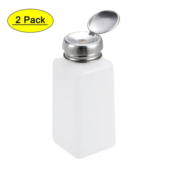 Uxcell 8.45oz Alcohol Liquid Press Pumping Dispenser Nail Polish Empty Bottle White 2 Pack