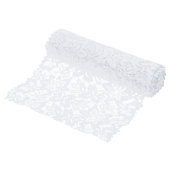 Uxcell 8.5 Inch Wide 5 Yard Lace Ribbon Floral Pattern Bright White Spandex Lace Trim for Sewing Making, DIY Crafts