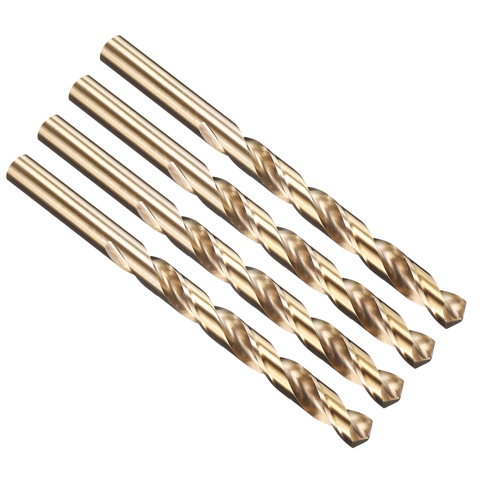 Uxcell 8.5mm Drill Bit, Jobber Straight Shank M35 Cobalt 5% High-Speed Steel 135° Gold Finish for Stainless Steel Hard Metal - 4 Pack