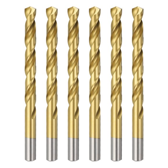 Uxcell 8.5mm M35 HSS 135 Titanium Coated Carbide Drill Bit 6 Pack, Drill Bit Round Shank Professional Industrial Drilling Tool for Stainless Steel Cast Iron Hard Metal