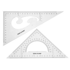 Uxcell 8.66'' 30/60 45/90 Degrees Triangle Ruler Square Set with Built-in Protractor Transparent Set of 2