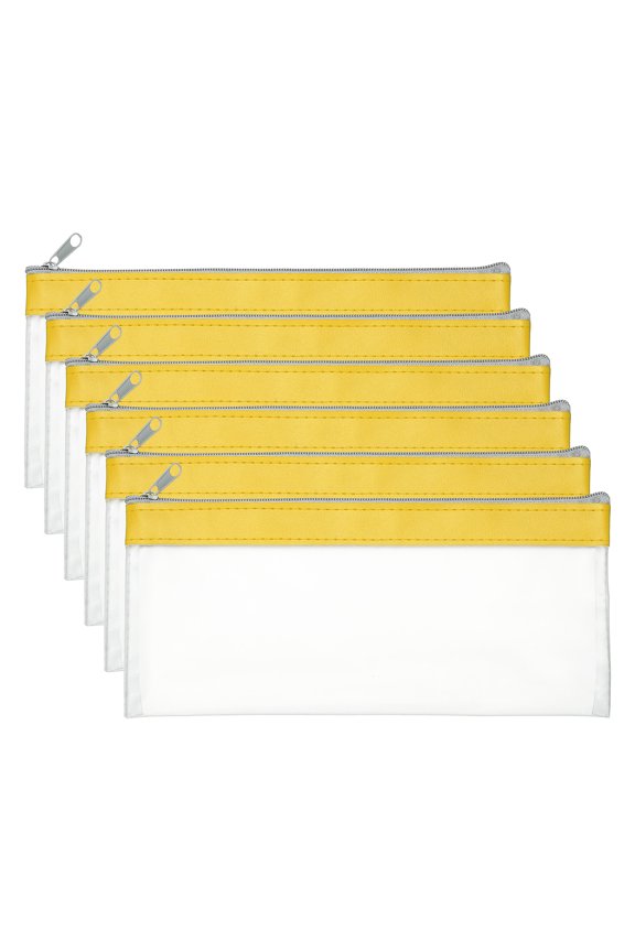 8.7 x 3.9 inch Money Bags with Zipper 6 Pcs Clear Polyvinyl Chloride Cash Deposit Bank Pouch Wallet Yellow