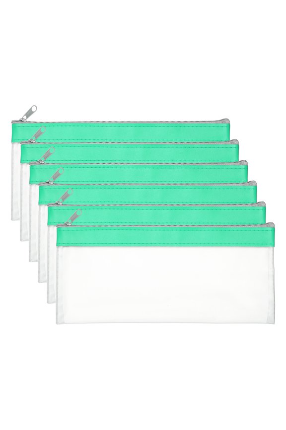 8.7 x 3.9 inch Money Bags with Zipper 6 Pcs Clear Polyvinyl Chloride Cash Deposit Bank Pouch Wallet Cyan Blue