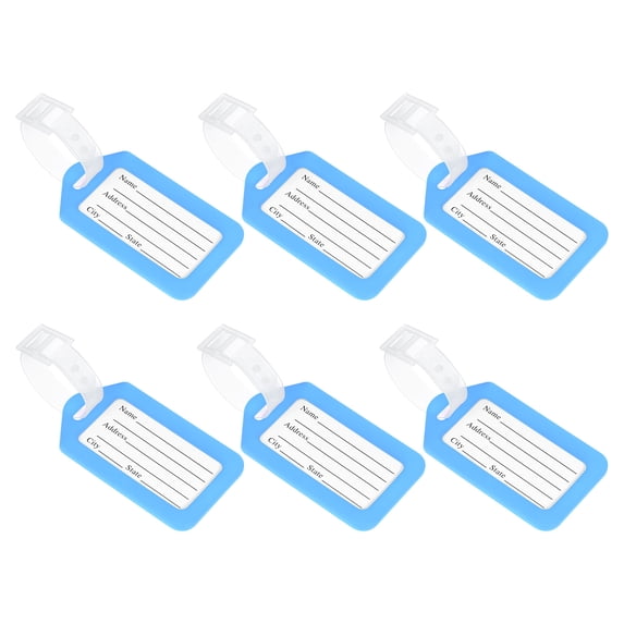 Uxcell 8.7x5cm Baggage Suitcase Labels Luggage Tag Holders, Sky Blue 30 Pack