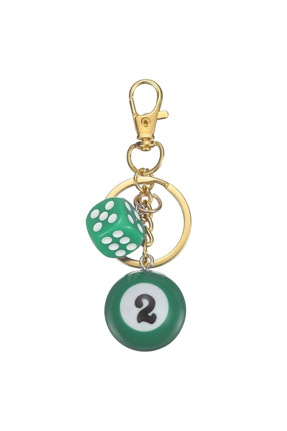 8 Ball Keychain, Dice Bag Charm Pool Ball Keychain Accessory with Metal Key Ring for Bag Wallet Purse Cellphone Car Key Charm Decoration Accessory, Green