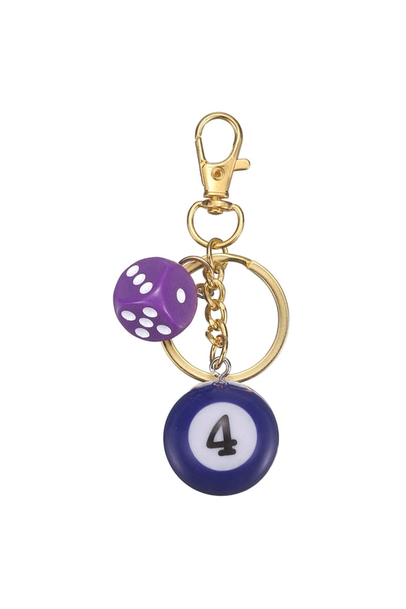 8 Ball Keychain, Dice Bag Charm Pool Ball Keychain Accessory with Metal Key Ring for Bag Wallet Purse Cellphone Car Key Charm Decoration Accessory, Purple