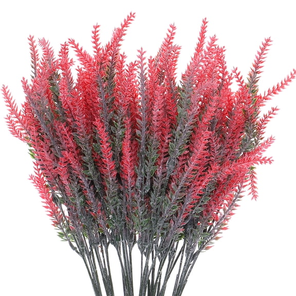 Uxcell 8 Bundles Artificial Lavender Flowers Fake Lavender Flowers Plastic for Indoor/Outdoor Porch 14.96 inches Red