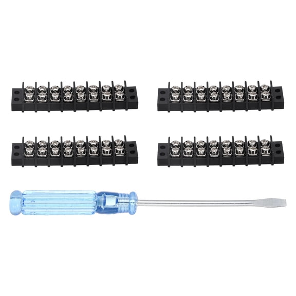 Uxcell 8 Circuits Screw Terminal Blocks, 300V 20A 9.5mm Pitch 8 Positions Dual Rows Terminal Strip with Flat Head Screwdriver for Electrical Wire Connecting, Pack of 4