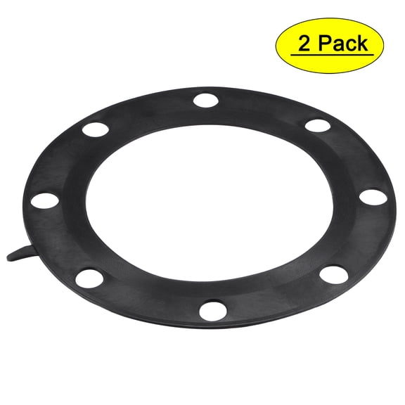 Uxcell 8" DN200 Pipe 8 Bolt Hole Full Face Rubber Flange Gasket Black 2 Count
