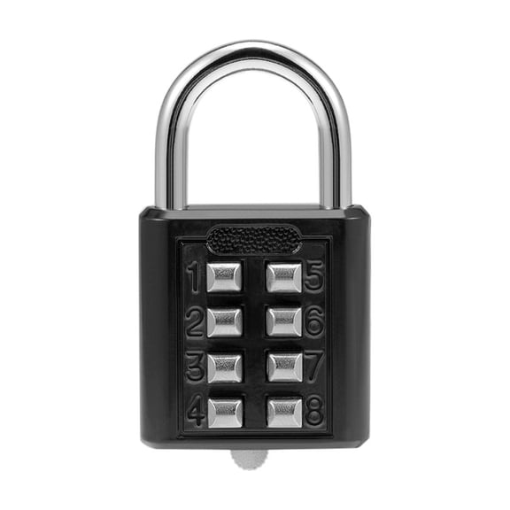Uxcell 8-Digit Combination Padlock Push Button Locks for Locker Zinc Alloy Black 1pcs