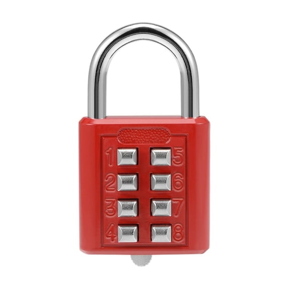 Uxcell 8-Digit Combination Padlock Push Button Locks for Locker Zinc Alloy Red 1pcs