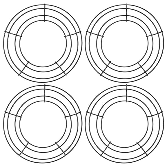 Uxcell 8" Dream Catcher Rings, 4Pcs Metal Round Shape Macrame Wreath Floral Hoop for Wedding Decorations, Black