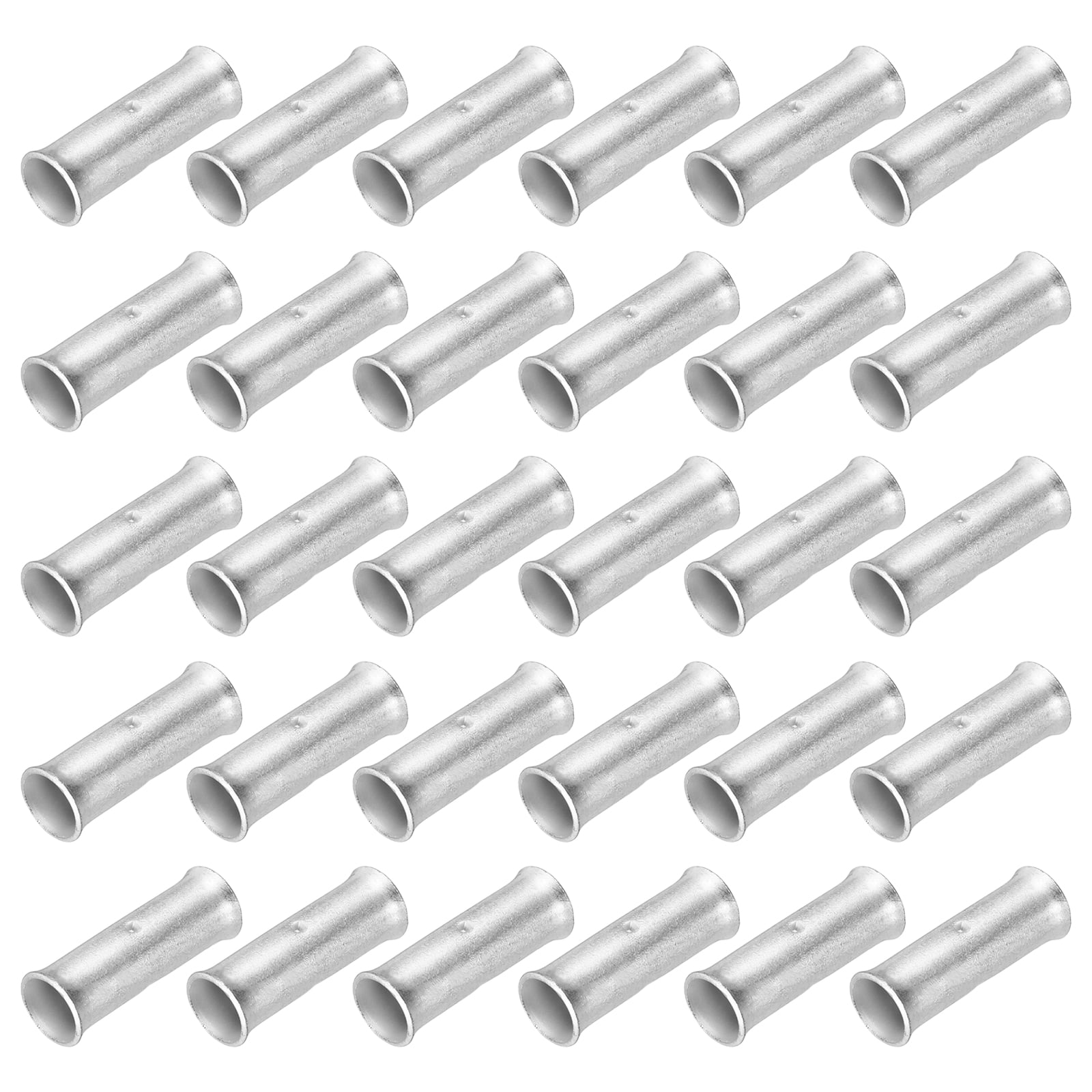 Uxcell 8 Gauge Flared Barrel Butt Connectors, 8 AWG Tinned Copper Wire Connectors Non-Insulated Wire Butt Terminal for Vehicle Electric Power Home Appliance, Pack of 30(Silver)