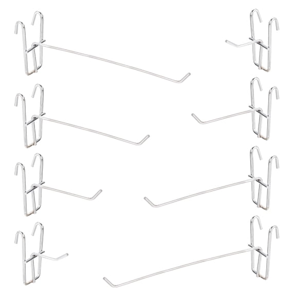Uxcell 8 Grid Wall Hooks, 2/4/6/8 Inch Grid Wall Panel Display Hooks for Grid Wall Accessory Display Rack for Retail Stores, Home Office, Garage Storage, Silver