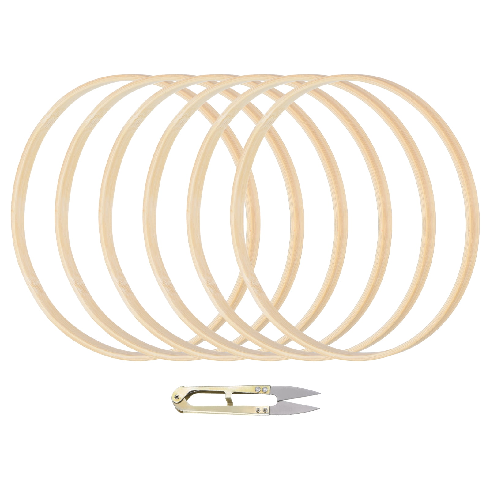 Uxcell 8 Inch Bamboo Macrame Floral Hoop Craft Rings with 1 Scissor for ...