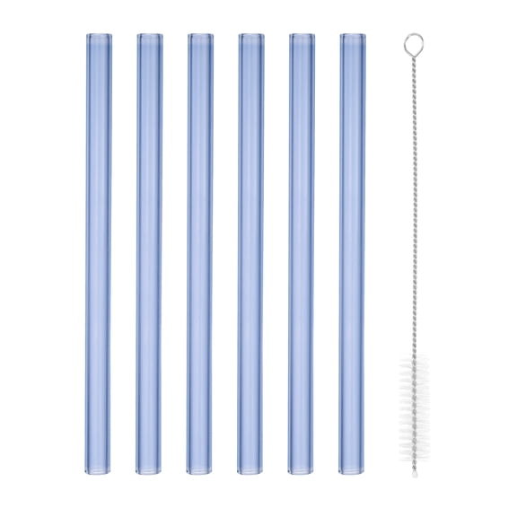 Uxcell 8 inch Borosilicate Glass Tubes 6 Pcs 0.47'' OD 0.08'' Thick Glass Blowing Tubes Straight Pipe Blue