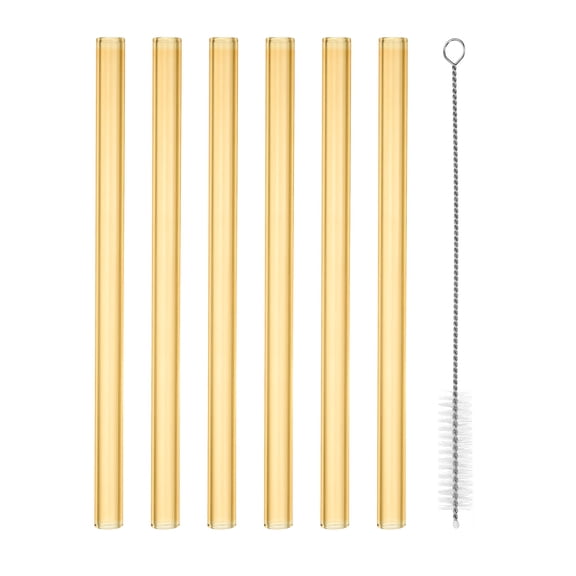 Uxcell 8 inch Borosilicate Glass Tubes 6 Pcs 0.47'' OD 0.08'' Thick Glass Blowing Tubes Straight Pipe Yellow