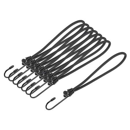 Uxcell 8 Inch Buckle Canopy Fix Elastic Rope with Hooks Black 10 Pack