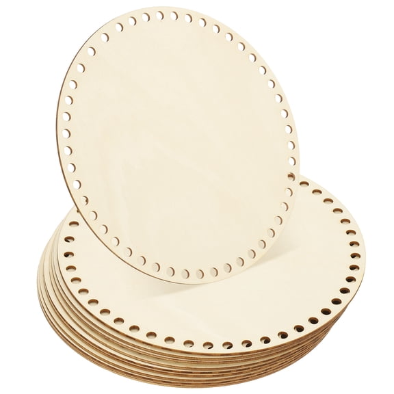 Uxcell 8 Inch Crochet Basket Base, 10 Pcs Basket Bottoms Round Wood Base Shaper Bag Making Supplies Weaving Knitting Kit