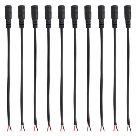 Uxcell 8 Inch DC Power Cable, 20 Pcs 5.5mm x 2.1mm Barrel Plug Socket Cables DC Female Plug to Bare Wire Open Adapter