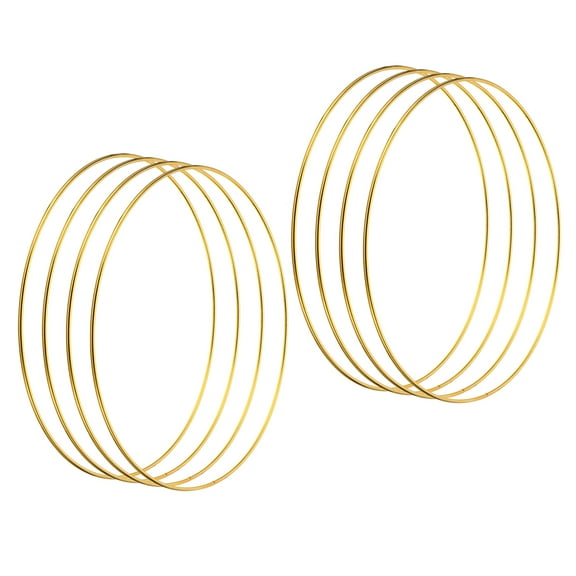 Uxcell 8 Inch Dream Catcher Rings, 8 Pcs Metal Macrame Wreath Floral Round Ring Hoop, Gold