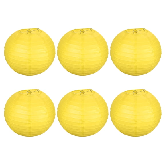 Uxcell 8 Inch Folding Hanging Wedding Home Party Paper Lanterns Yellow 6 Pack