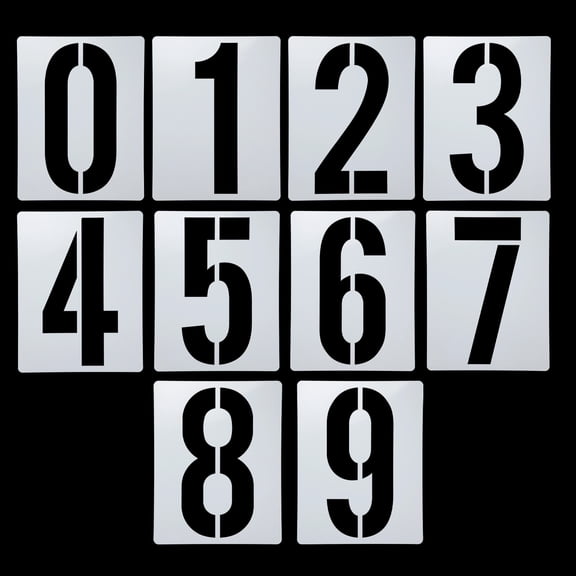 Uxcell 8 Inch Number Stencils Set, 0-9 Plastic Address Number Stencil Templates Reusable Digital Painting Templates, Style B
