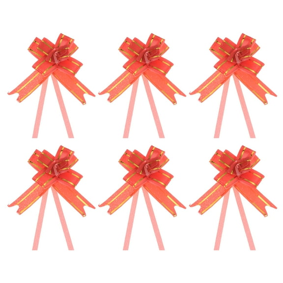 Uxcell 8 Inch Pull Bows Ribbon Gift Wrapping String Gold Thread Style Decorative Bow Tie Red 100 Pack