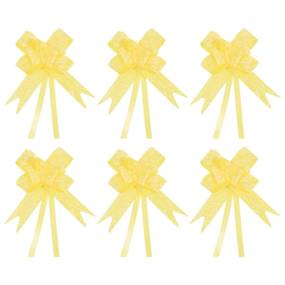 Uxcell 8 Inch Pull Bows Ribbon Gift Wrapping String Rose Pattern Decorative Bow Tie Yellow 100 Pack