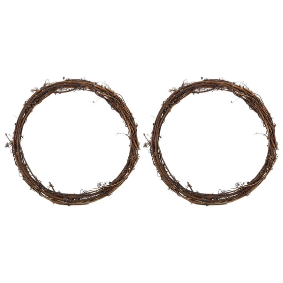 Uxcell 8 Inch Rattan Dream Catcher Rings, 2 Pcs Christmas Round Vine Wreath Macrame Floral Hoop, Brown