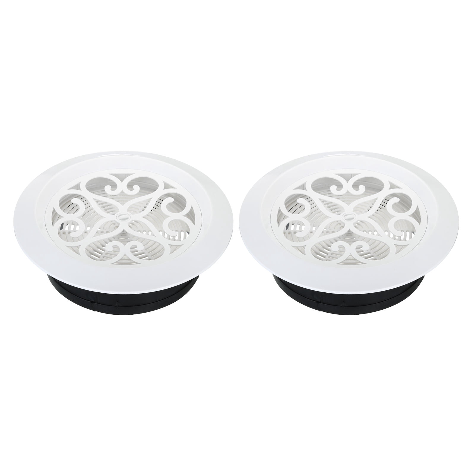 Uxcell 8 Inch Round Air Vent 2pcs Adjustable Ceiling Diffuser Grill Cover ABS Louver Soffit Vent with Screen White