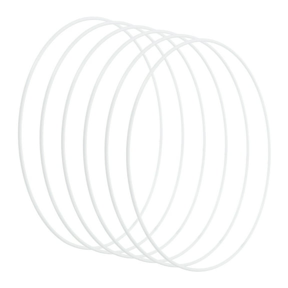 Uxcell 8 Inch Round Dream Catcher Rings, 6 Pcs Metal Christmas Macrame Wreath Floral Ring Hoop, White