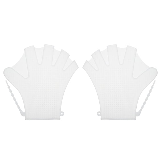 8 Inch Swim Gloves 1 Pair Silicone Swimming Gloves for Men Women Adults Water Resistance Training Diving Snorkeling White