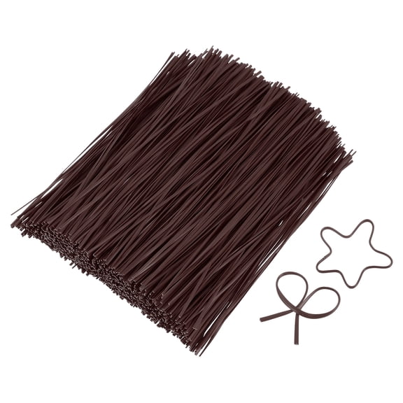 Uxcell 8 Inch Twist Ties, Metallic Twist Ties, Reusable Plastic Coated Twist Ties for Bakery, Candy Bags, Coffee Bags, Goodie Bags, 1200 Pack, Brown