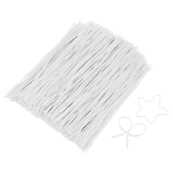 Uxcell 8 Inch Twist Ties, Metallic Twist Ties, Reusable Plastic Coated Twist Ties for Bakery, Candy Bags, Coffee Bags, Goodie Bags, 1200 Pack, White